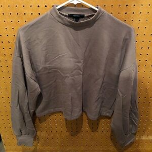 Forever 21 Cropped Mock Neck Sweatshirt Long Sleeve Top